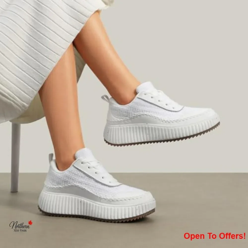 Platform Chunky Sneakers, Lace Up Casual Comfortable Fashion Shoes - Picture 2 of 7